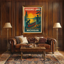 Higgins Lake Sunset Travel Poster