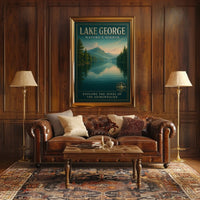 Lake George Adirondack Vista Poster Vintage Travel Wall Art
