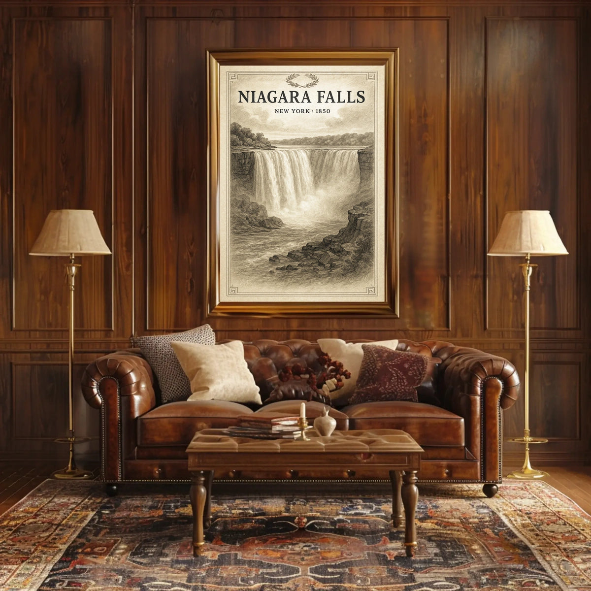 Niagara Falls New York 1850 Poster Vintage Wall Art