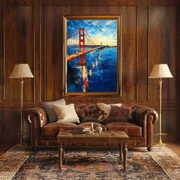 Golden Gate Bridge Sunset Scenic Artwork Home Decor Poster