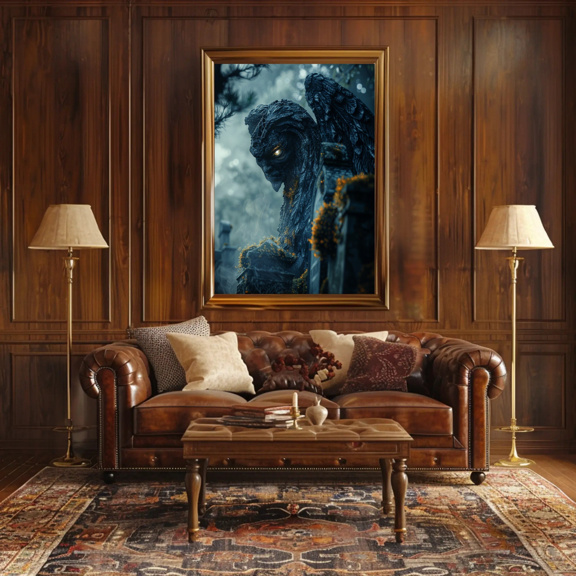 Gargoyle With Glowing Eyes Fantasy or Mythology Poster PosterGoat