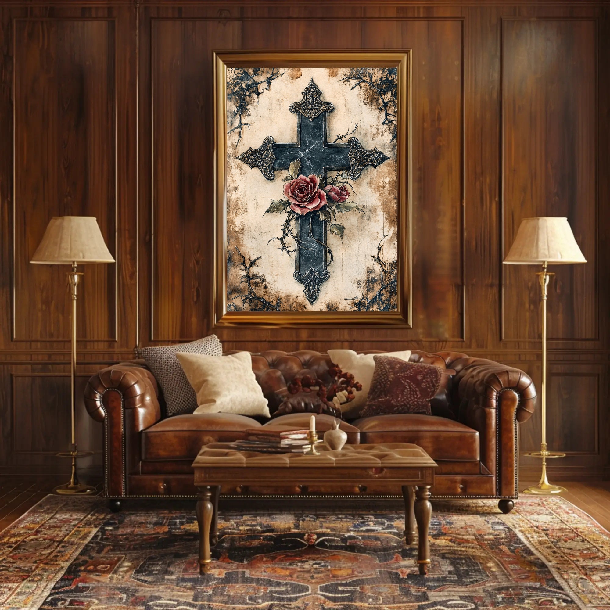 Roses And Cross Poster