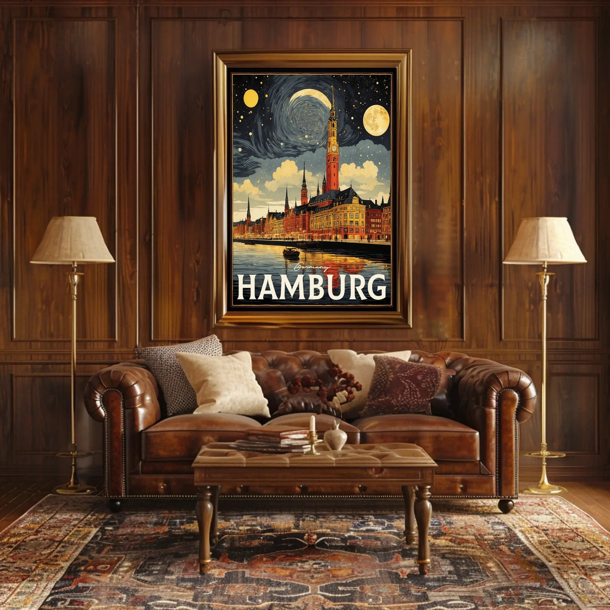 Hamburg A Nighttime Cityscape Poster