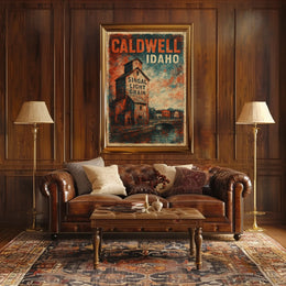 Caldwell Idaho Singal Light Grain Vintage Wanderlust Poster