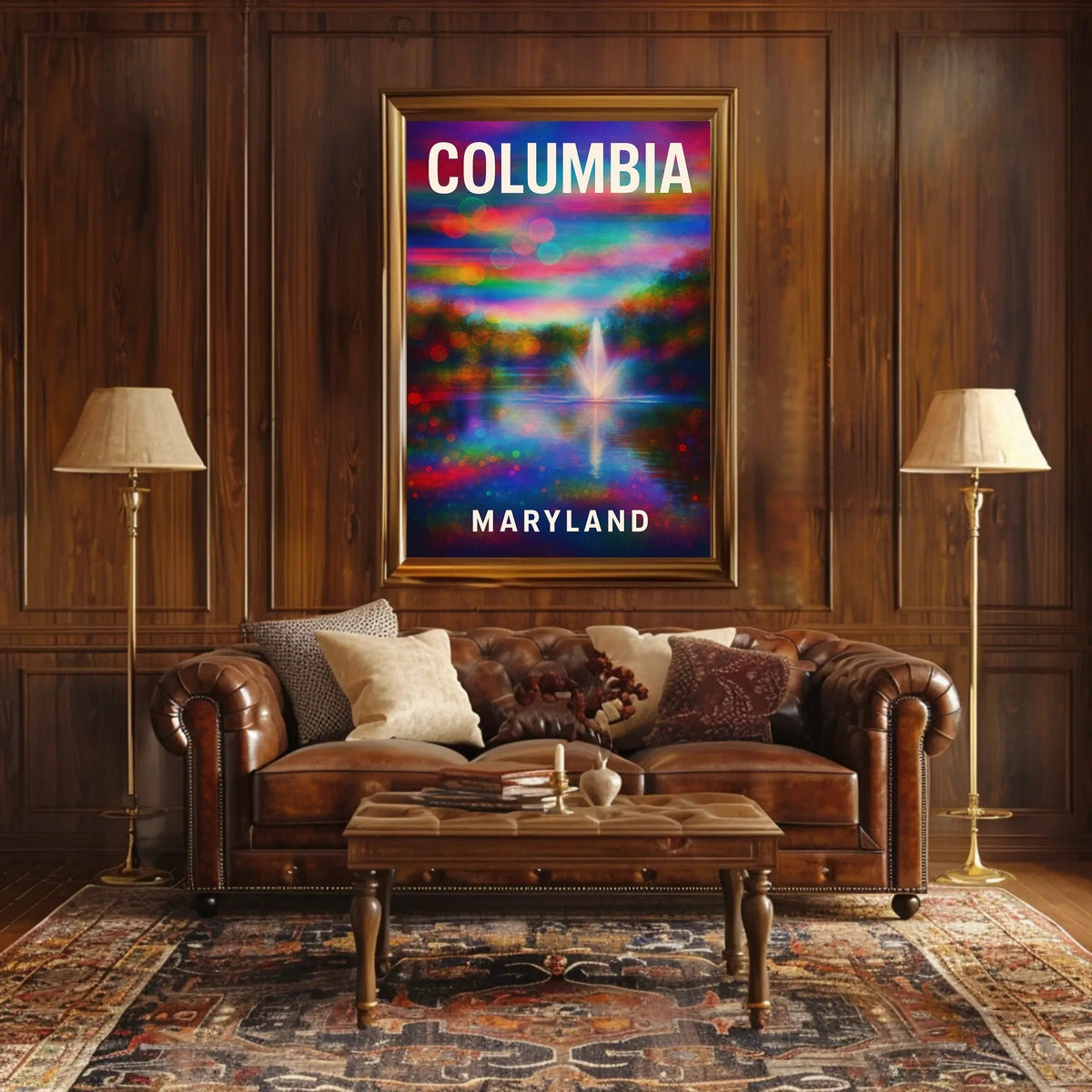 Columbia Maryland Scenic Minimalist Digital Painting Poster