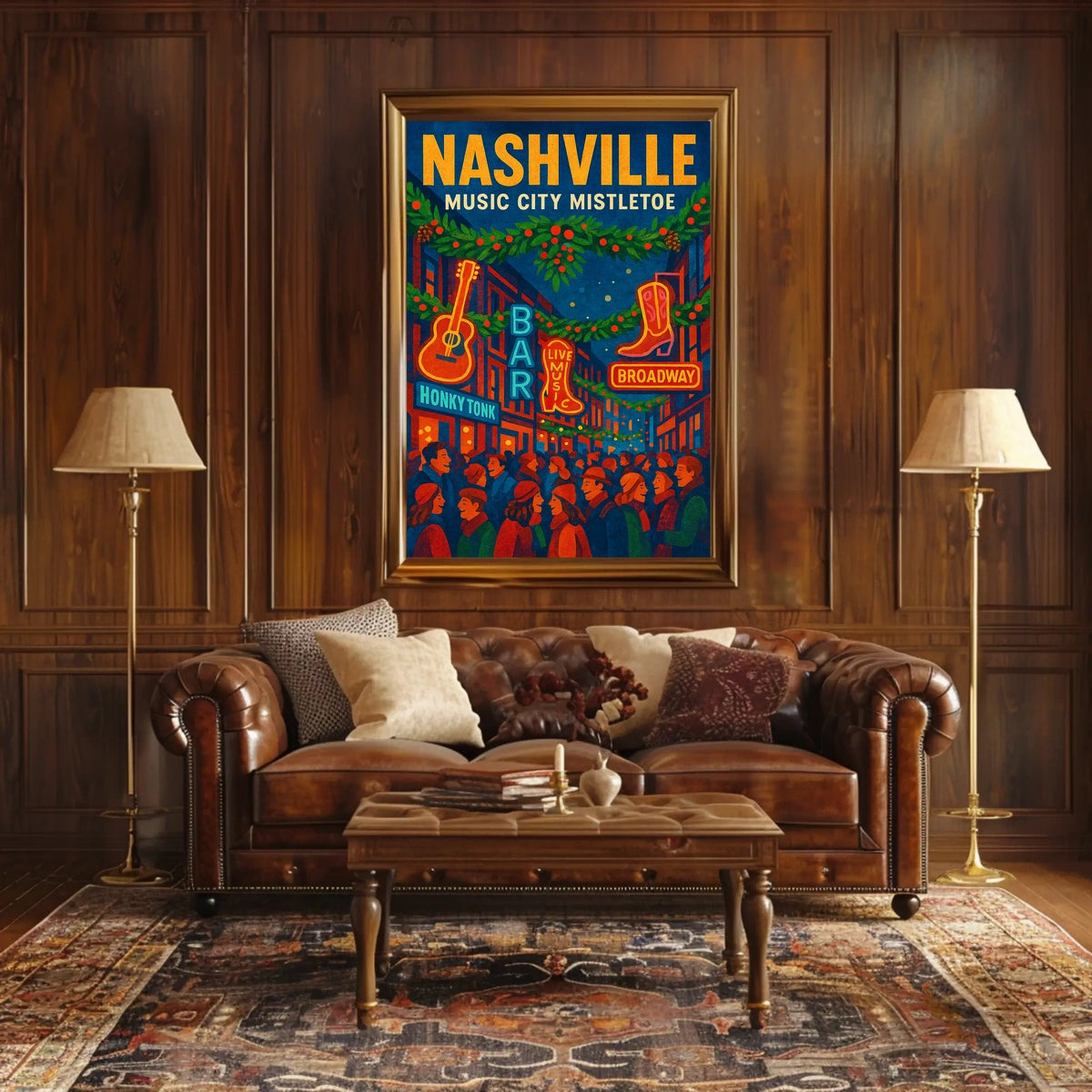 Nashville Music City Mistletoe Poster