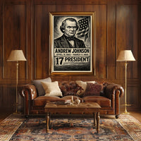Andrew Johnson 17th President of the United States B & W Comic Sketch Poster