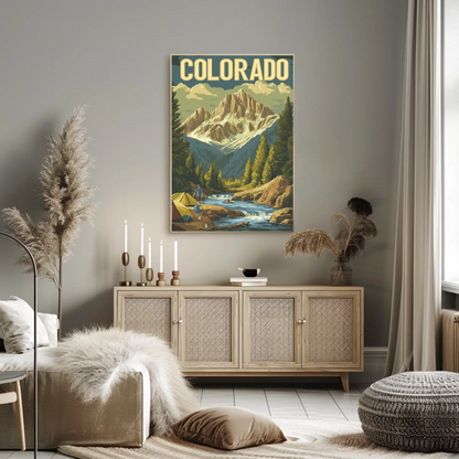 Camping in Colorado Vintage Travel Poster