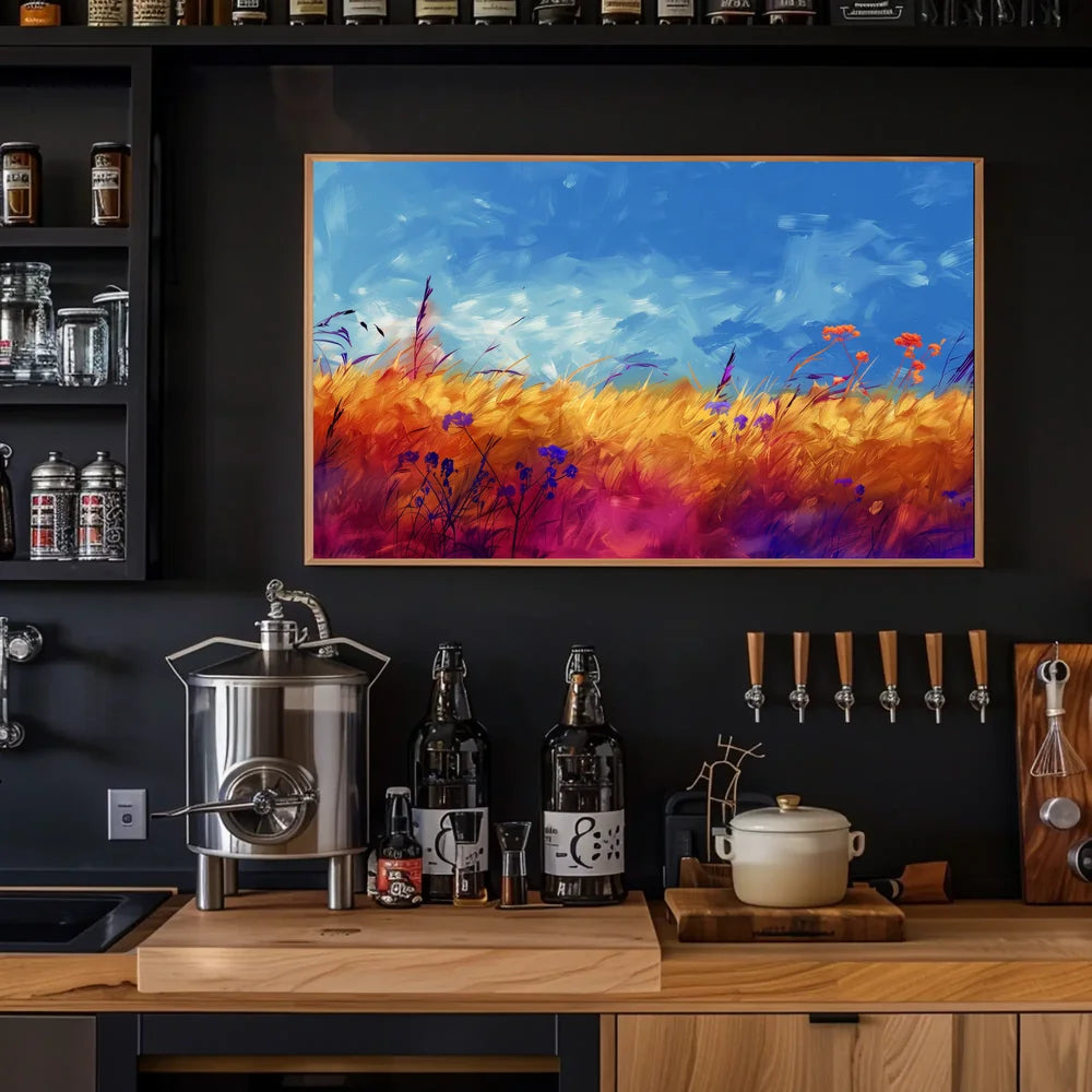 Vibrant Pastoral Landscape Impressionistic Art Poster