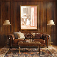 Ghost and Dog Bathroom Whimsical Illustration Cozy Poster