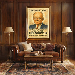 Dwight D. Eisenhower 34th President of the United States Exaggerated Cartoon Sketch Poster