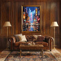 Neon Cityscape At Night Poster