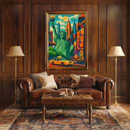 New York City Bright Iconic Urban Poster Vintage Wall Art