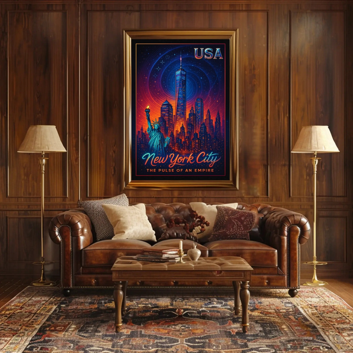 New York City Skyline Retro-Futuristic Poster Art