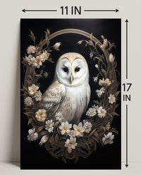 Enchanted Owl In Floral Wreath Poster PosterGoat