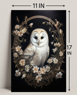 Enchanted Owl In Floral Wreath Poster PosterGoat