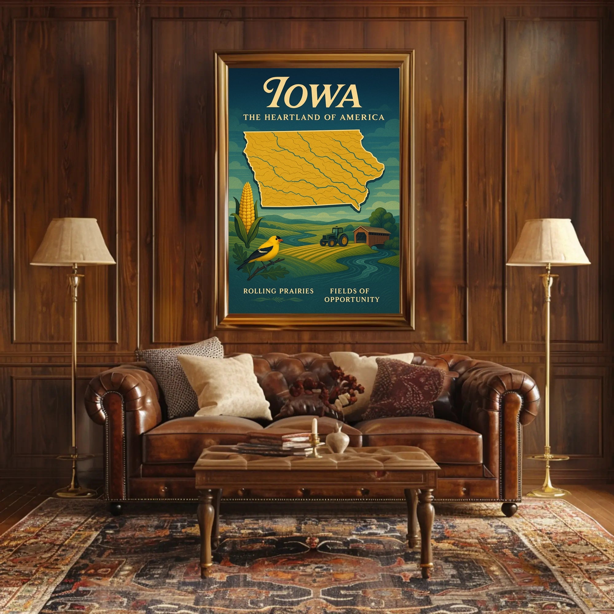 Iowa Heartland Vintage Travel Poster