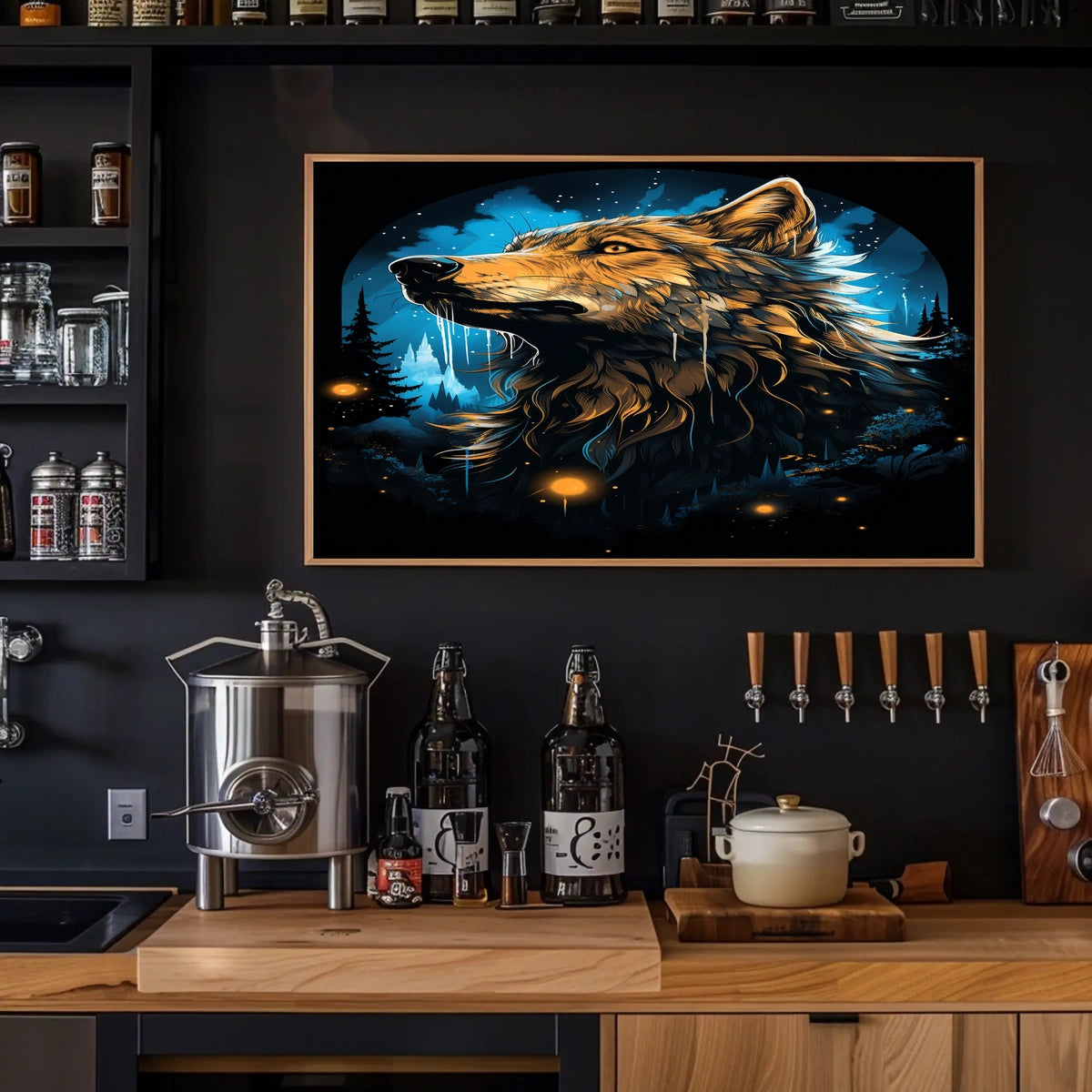 Majestic Wolf Under The Night Sky Poster
