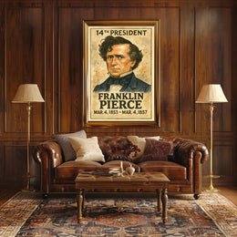 Franklin Pierce 14th President of the United States Exaggerated Cartoon Sketch Poster