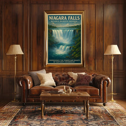 Niagara Falls Vintage Travel Art Illustation Travel Poster