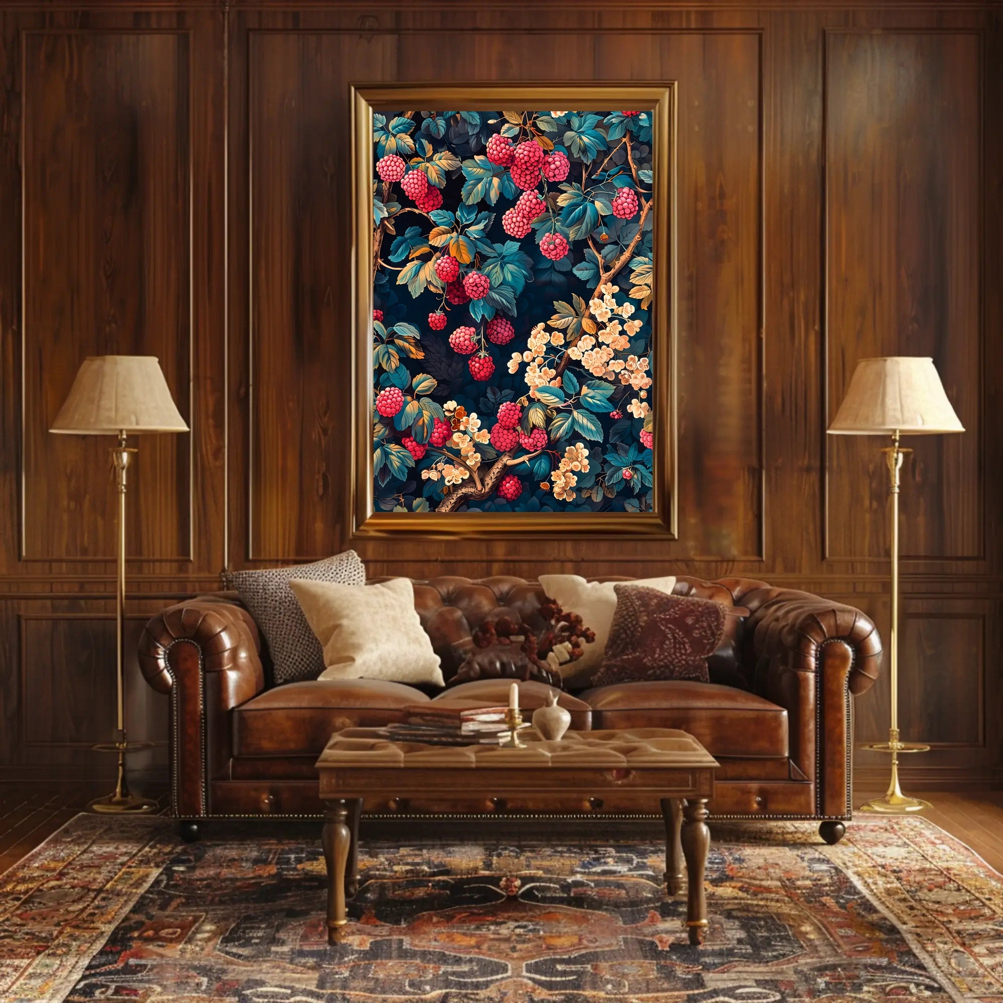 Lush Berry Landscape Botanical Art Poster