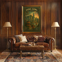 Hong Kong Tradition Meets Modern Cityscape Travel Poster