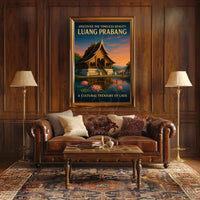 Luang Prabang Cultural Treasure Photorealistic Travel Poster