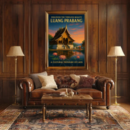 Luang Prabang Cultural Treasure Photorealistic Travel Poster