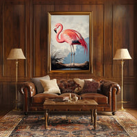 Flamingo Illustration Poster Vintage Tropical Wall Art