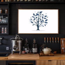 Minimalist Blue Tree Modern Art Poster