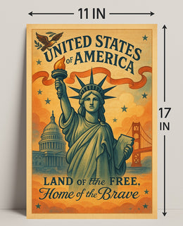 United States of America Land of the Free Poster PosterGoat