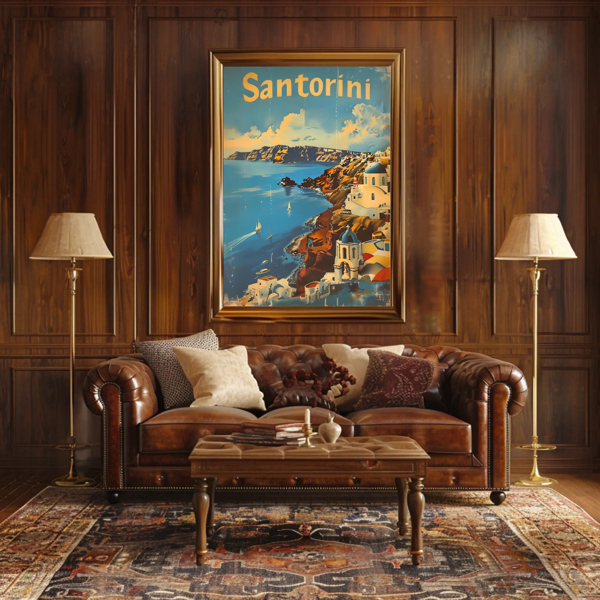 Santorini Escape: Aegean Serenity with Sailboats Poster
