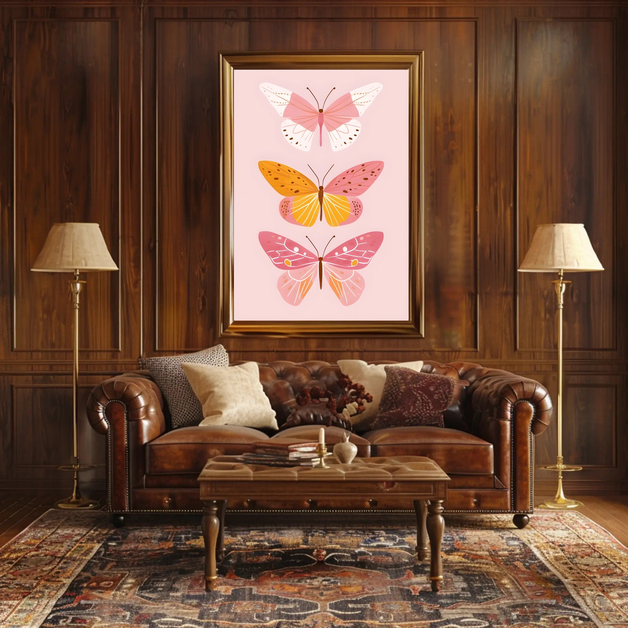 Butterfly Trio Modern Illustration Artistic Poster PosterGoat
