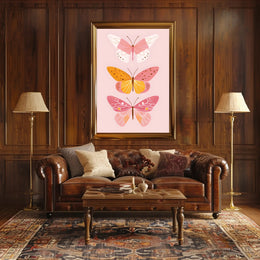 Butterfly Trio Modern Illustration Artistic Poster PosterGoat