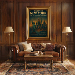 New York City Skyline Dreams Poster Vintage Wall Art