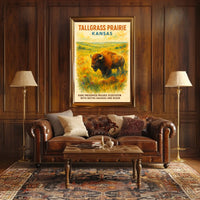 Kansas Prairie Bison Impressionist Art Poster