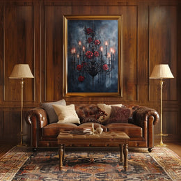 Gothic Chandelier and Rose Poster Poster