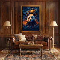 Cosmic Panda in Celestial Night Artistic Animal Poster