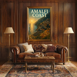 Amalfi Coast Sunset Poster 18x24 Premium Wall Art Decor