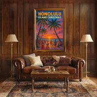 Honolulu Island Christmas Poster