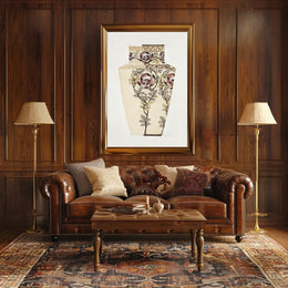 Floral Vase with Geometric Accent Poster