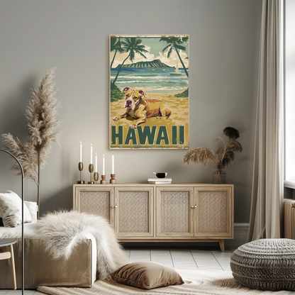 Hawaii Beach Dog Travel Poster