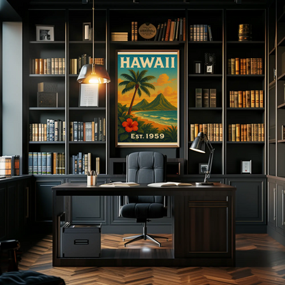 Hawaii Coastline Hibiscus Sunset View Poster