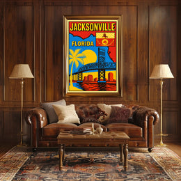 Jacksonville, Florida Cityscape Art Poster PosterGoat