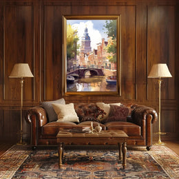 Amsterdam Canal Bridge Watercolor Poster: European Charm