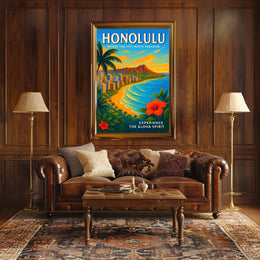 Honolulu Where the City Meets Paradise Poster