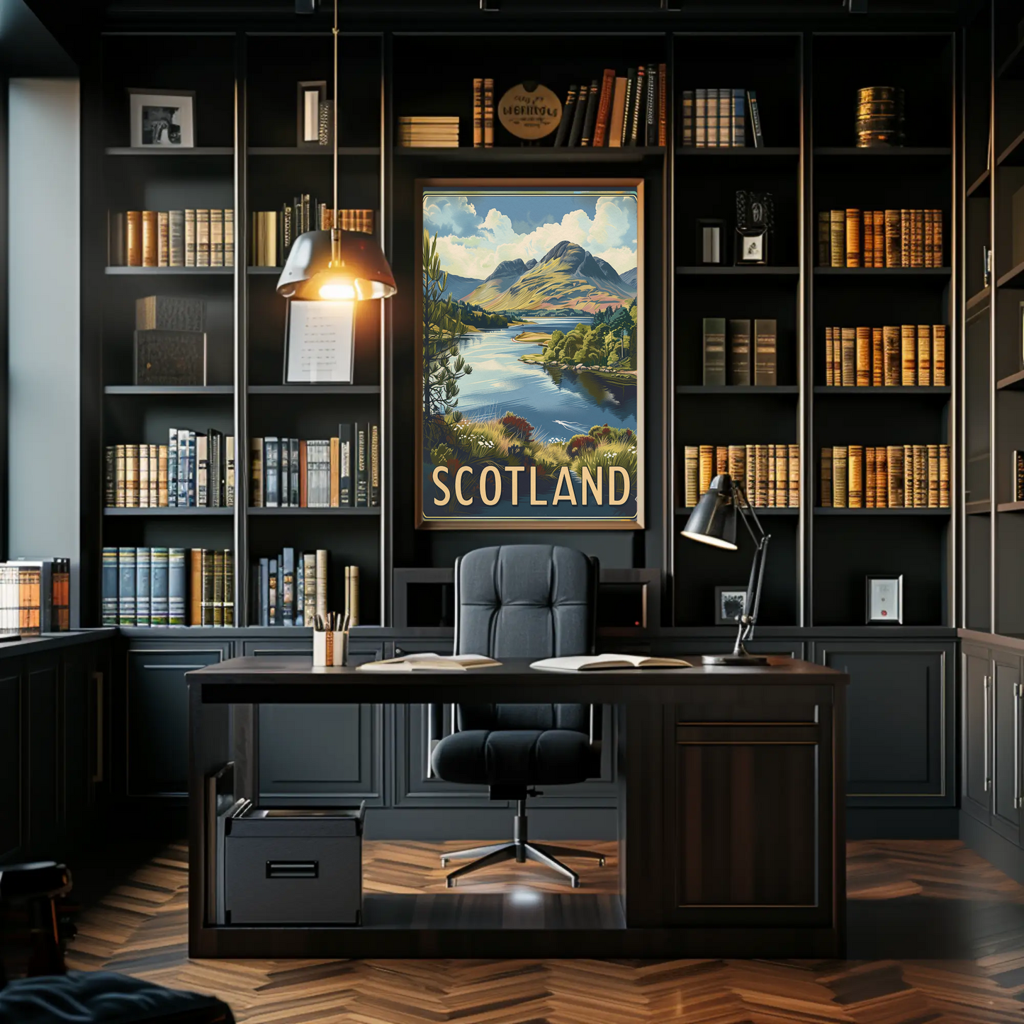 Scotland Highland Lake and Mountain Travel Poster