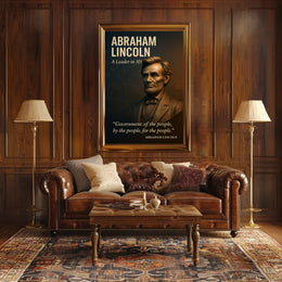 Abraham Lincoln 3D Portrait with Patriotic Quote Historical Poster PosterGoat