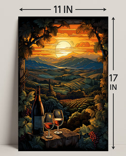 Sunset Vineyard Serenity Poster