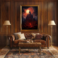 Haunted Castle Under Blood Moon Poster PosterGoat